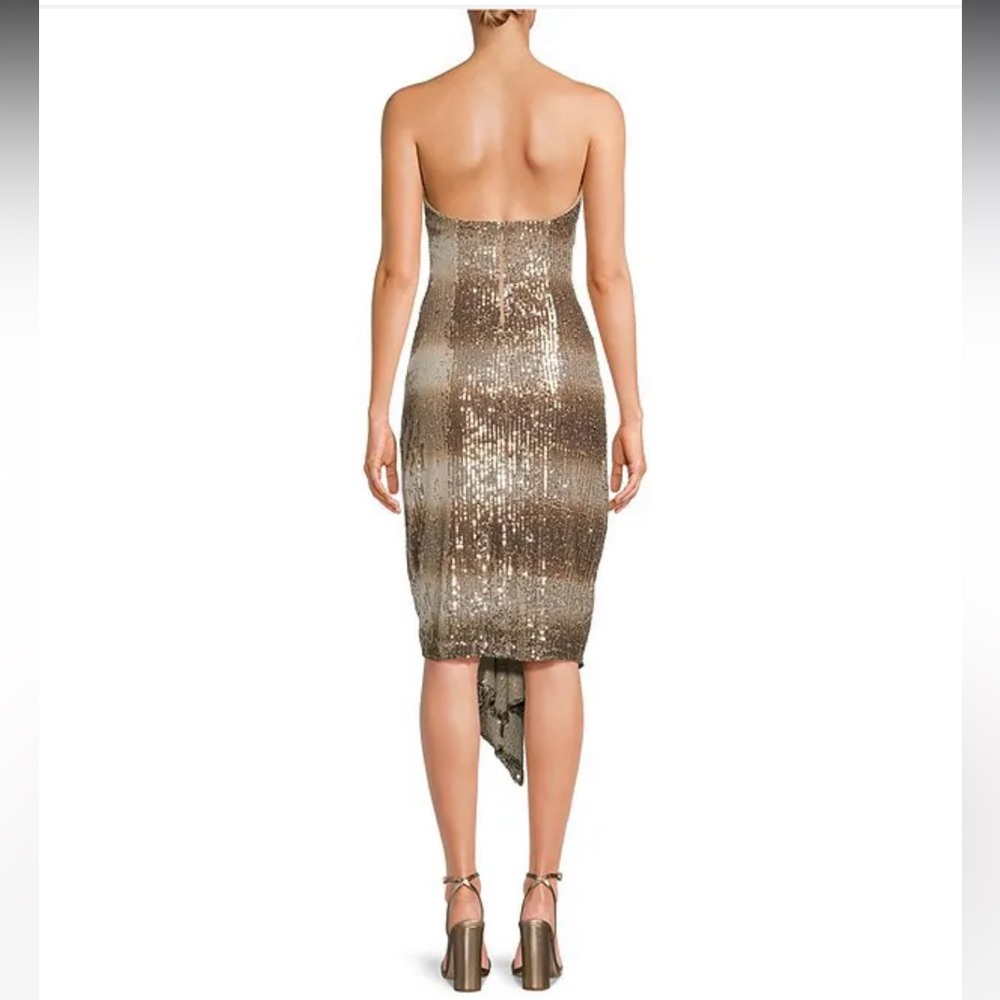 NWT Belle Badgley Mischka Julia Sequin Ruched Ombre  Drape Front Dress - Picture 6 of 9